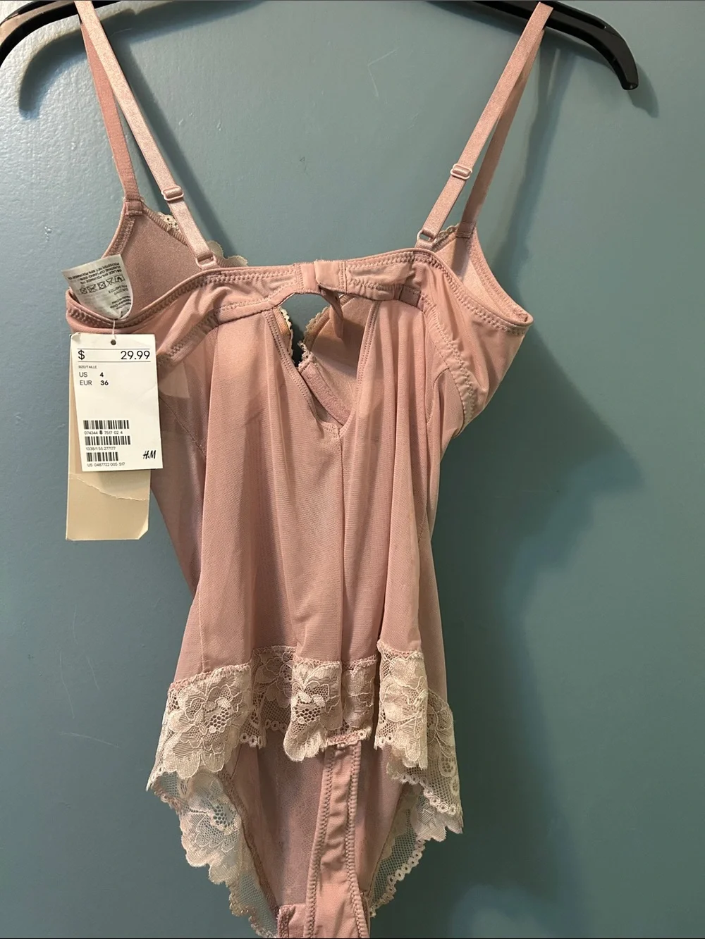 BRAND NEW TAG Size 4 Push-Up Lingerie body suit Pale Pink H&M